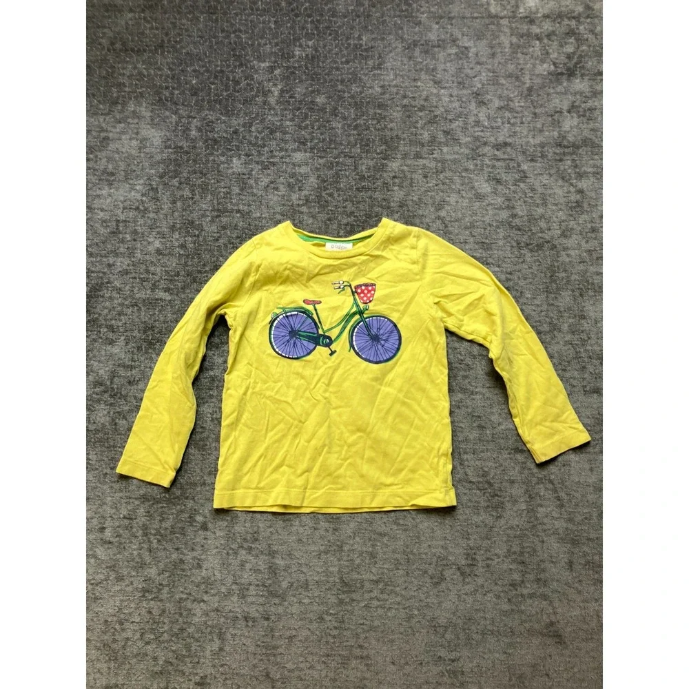 Mini Boden T-Shirt Toddler Boys 3-4Y Yellow Bicycle Graphic Long Sleeve Pullover